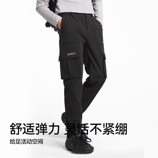 伯希和户外软壳裤男新款防风防寒工装直筒休闲裤抓绒登山保暖长裤 商品图2