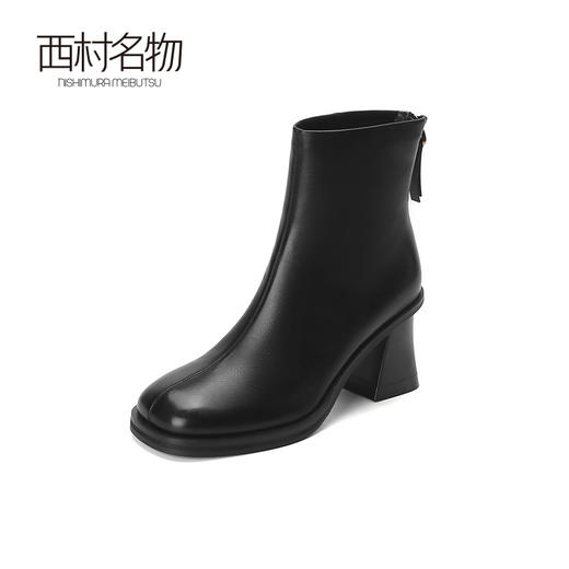 西村名物2022冬新款法式高跟气质粗高跟芒果头通勤女短靴44911 商品图1