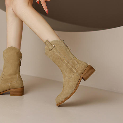 RZXY8-21-17新款英伦风气质磨砂软皮中筒马丁靴 商品图2