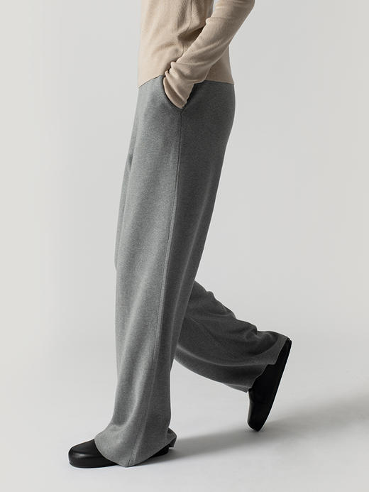 322工房重磅垂坠显瘦阔腿裤2022年秋冬新款丝羊绒针织拖地长裤女 商品图2