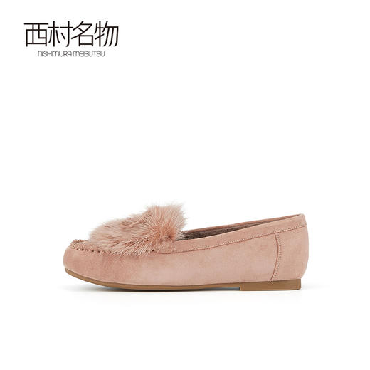 西村名物豆豆鞋女2022年秋季新款英伦平底百搭一脚蹬毛毛鞋37821 商品图2