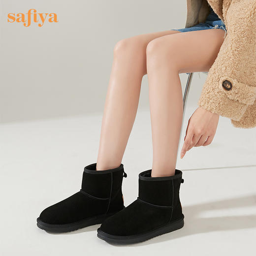 【新春秒杀】Safiya/索菲娅 棉靴女2022冬季新款真皮厚底防滑加绒保暖雪地靴女 SF2411A105 商品图4