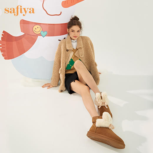 【春节不打烊】Safiya/索菲娅 冬季棉靴甜美毛绒兔耳朵2022冬季新款保暖羊毛雪地靴女 SF2411A092 商品图4