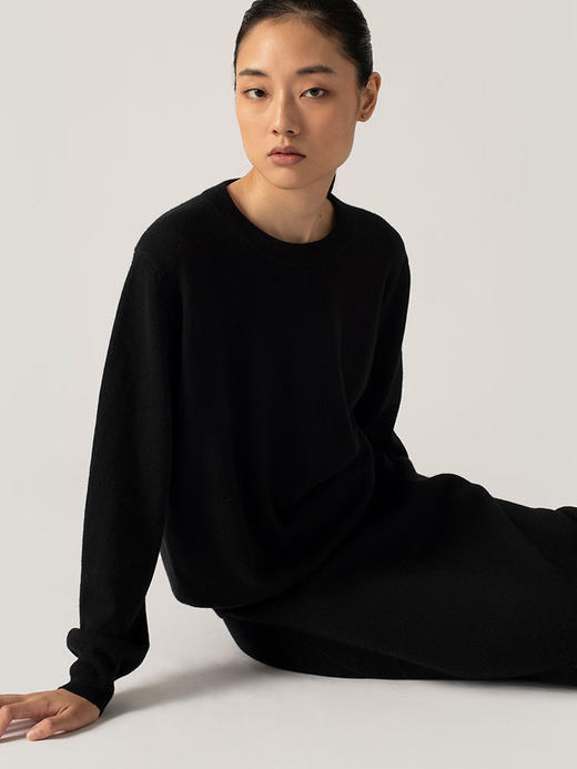 322工房纯山羊绒卫衣2022年秋冬新款时髦简约纯色针织圆领套头衫 商品图2