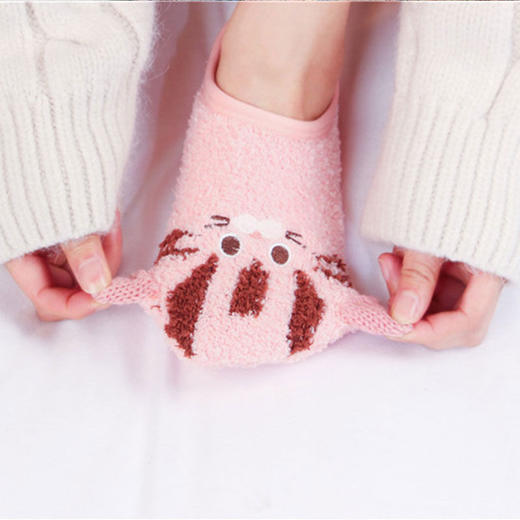 珊瑚绒可爱保暖地板袜秋冬加绒加厚卡通睡眠袜居家防滑空调袜子女 商品图8