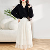 法式复古V领上衣气质半身裙长裙时尚两件套HR-WM78729 商品缩略图3