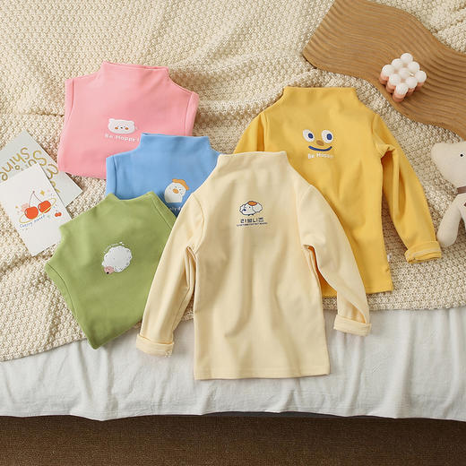 【宝宝德绒速暖上衣】秋冬款儿童德绒半高领打底衫男女童保暖上衣宝宝长袖T恤内搭 商品图0