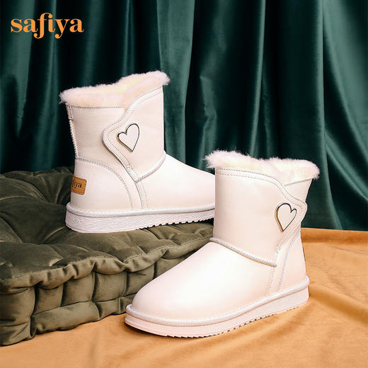 【春节不打烊】Safiya/索菲娅 保暖羊毛雪地靴2022冬季新款防水防滑防寒魔术贴靴子女 SF2411A074 商品图2