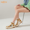 【春节不打烊】Safiya/索菲娅 学院风复古拼色厚底高帮鞋2022冬季新款保暖加绒星星板鞋女 SF24118135 商品缩略图1