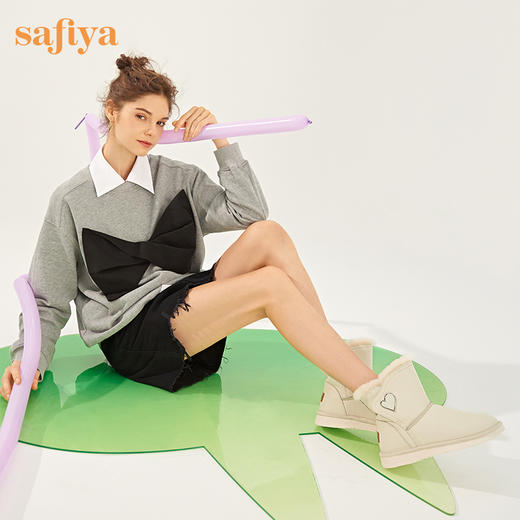 【春节不打烊】Safiya/索菲娅 保暖羊毛雪地靴2022冬季新款防水防滑防寒魔术贴靴子女 SF2411A074 商品图3