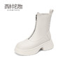 西村名物前拉链休闲靴女2022冬季靴子新款商场短靴厚底皮靴44991 商品缩略图1