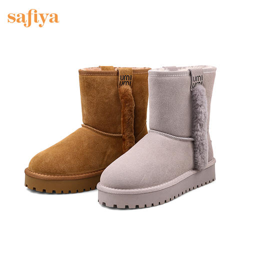 Safiya/索菲娅 雪地靴2022年冬季新款加绒加厚防滑保暖雪地短靴女 SF2411A082 商品图9