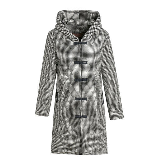 YCE A322-105 加绒加厚棉衣中年女冬装中长款格子棉袄中老年盘扣连帽棉服 商品图4