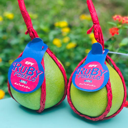 泰国KPY红宝石蜜柚-金装果  |  从碧绿大气外表到贵族绯红内瓤，都让人惊叹！拨开果肉， 细致柔嫩、晶莹剔透尝一口，极其嫩滑多汁，味道甜香浓郁，回味无穷~ 商品图0