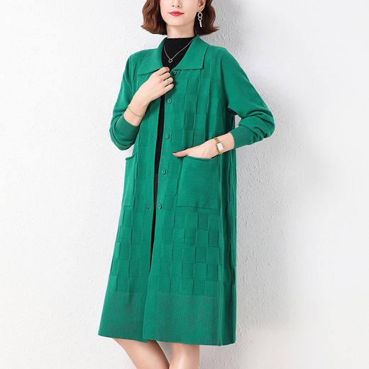 翻领针织开衫薄款大码毛衣外套CC-17-0208 商品图0