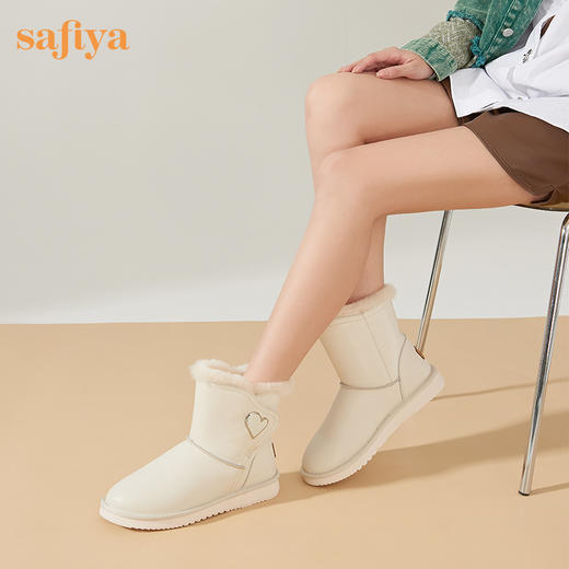 【春节不打烊】Safiya/索菲娅 保暖羊毛雪地靴2022冬季新款防水防滑防寒魔术贴靴子女 SF2411A074 商品图7
