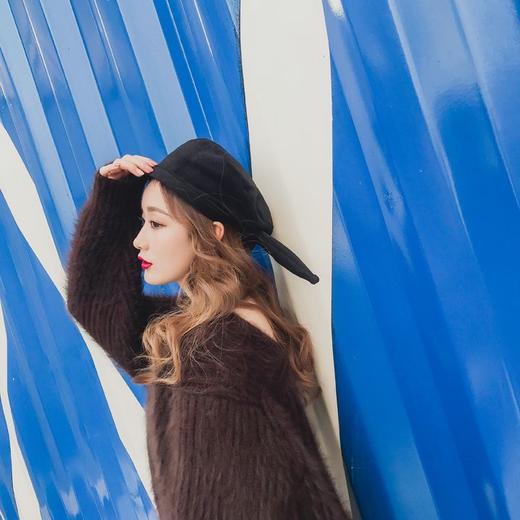 日系李白同款软妹帽子兔耳贝雷帽女甜美可爱蓓蕾帽青年黑色画家帽 商品图3