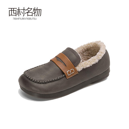 西村名物真皮软底妈妈棉鞋女秋冬季加绒保暖皮鞋防滑毛毛鞋37811 商品图1