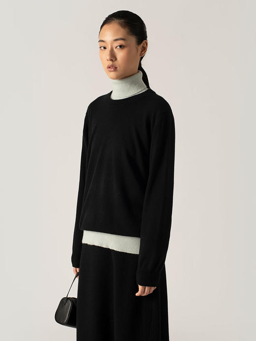 322工房纯山羊绒卫衣2022年秋冬新款时髦简约纯色针织圆领套头衫 商品图0