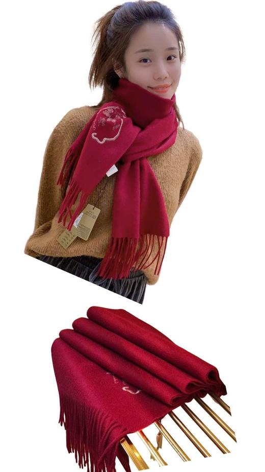 优品堂《5103唯美世界》绵羊毛刺绣长巾 商品图1