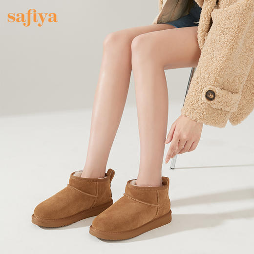 【春节不打烊】Safiya/索菲娅 冬季低帮加绒雪地靴2022冬季新款女羊毛保暖防滑短靴女 SF2411A096 商品图10