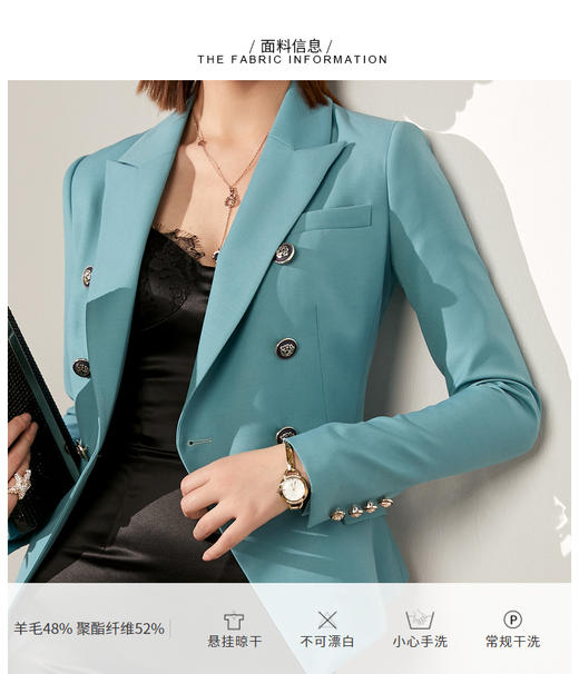20344562  颈袖添香小西装品牌新款时尚装正装羊毛西服女 气质商务羊毛西装单西 商品图1