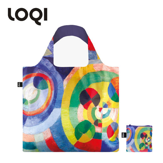 德国LOQI 博物馆系列 罗伯特·德劳内 圆形形式  万用环保袋 RD.CF  收纳袋 ZP.MU.DE 腰包 BB.RD.CF 再生环保材料 单肩可折叠 旅行大容量 防泼水 超轻50g可承重40斤 商品图2