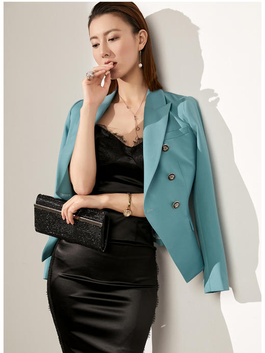 20344562  颈袖添香小西装品牌新款时尚装正装羊毛西服女 气质商务羊毛西装单西 商品图4