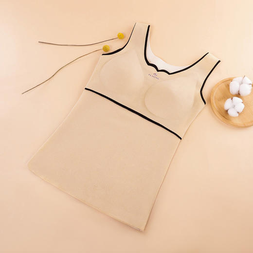 雅黛丽保暖内衣上衣磨毛聚拢带胸垫圆领保暖背心女 商品图5