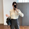 【限时折扣】法式温婉柔软亲肤光泽感V领两侧褶皱衬衫 商品缩略图2