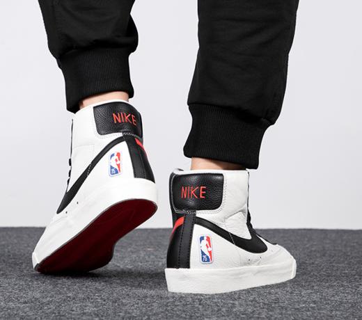 微瑕 （C）Nike/耐克 Blazer Mid NBA75周年限定黑白阴阳鸳鸯板鞋 DD8025-101 商品图2