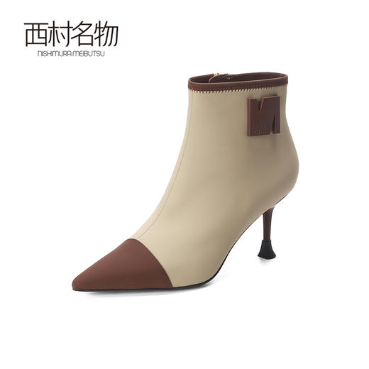 西村名物气质法式小短靴及踝靴尖头细跟2022初冬软羊皮女靴44921 商品图1