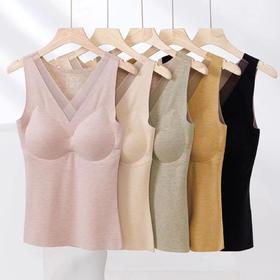 LS竹纤维女士V领羊绒蚕丝罩杯背心2245