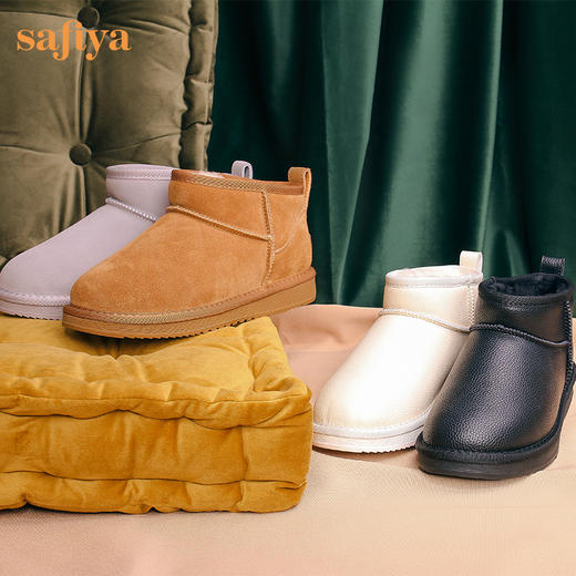 【春节不打烊】Safiya/索菲娅 冬季低帮加绒雪地靴2022冬季新款女羊毛保暖防滑短靴女 SF2411A096 商品图3