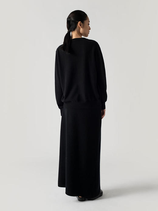 322工房纯山羊绒卫衣2022年秋冬新款时髦简约纯色针织圆领套头衫 商品图3