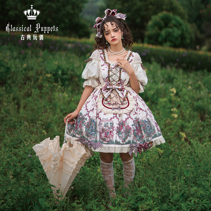 【积分兑换，60天内发货】印花小红帽中袖OP 白色 古典玩偶 lolita