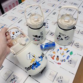 GERM格沵迪士尼米奇唐老鸭大肚杯 1000ml超大容量 背带手提保温杯