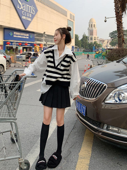 <曾小咸推荐>女装黑色百褶裙女百搭高腰a字半身裙防走光显瘦秋冬短裙子 商品图1