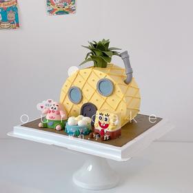 海绵宝宝派大星的菠萝屋蛋糕-低糖处理无添加