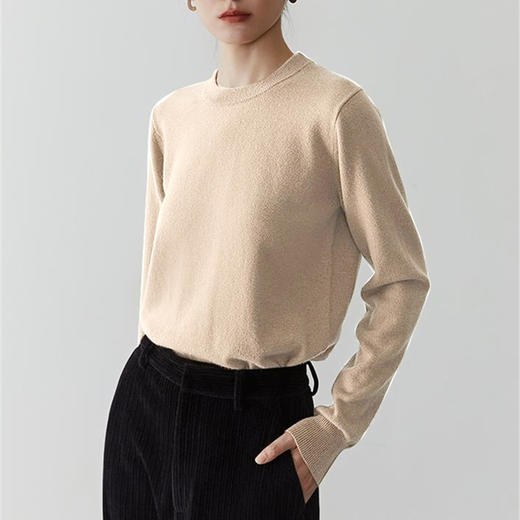 YANECINE 阿拉善山羊绒圆领打底毛衣 商品图2