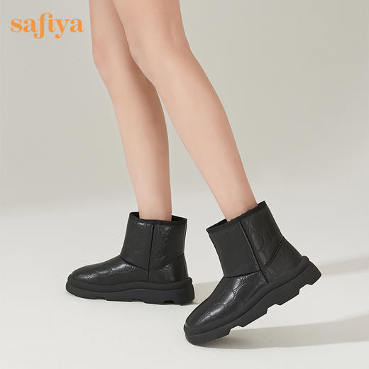 【春节不打烊】Safiya/索菲娅 新款加绒短筒靴2022冬季新款保暖羊毛加厚防滑雪地靴女 SF2411A057 商品图4