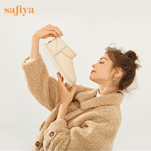 【春节不打烊】Safiya/索菲娅 冬季低帮加绒雪地靴2022冬季新款女羊毛保暖防滑短靴女 SF2411A096 商品图0