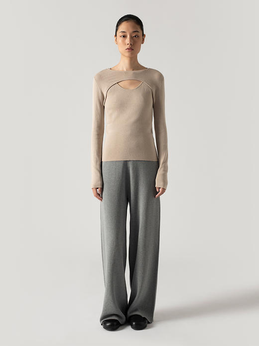 322工房重磅垂坠显瘦阔腿裤2022年秋冬新款丝羊绒针织拖地长裤女 商品图0