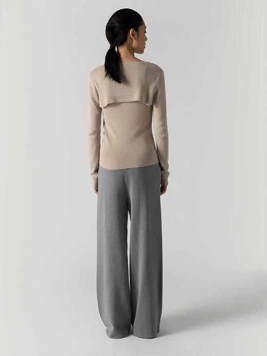 322工房重磅垂坠显瘦阔腿裤2022年秋冬新款丝羊绒针织拖地长裤女 商品图3