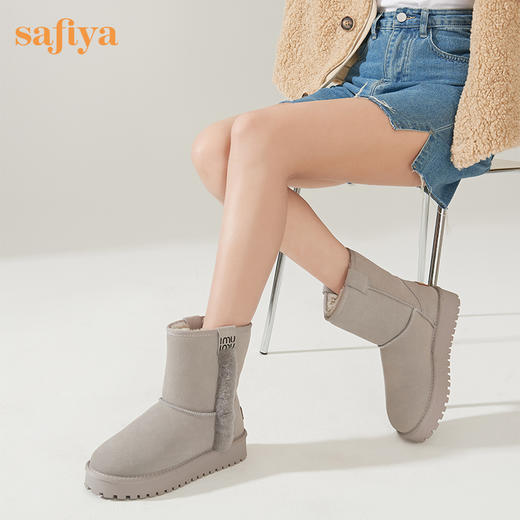 Safiya/索菲娅 雪地靴2022年冬季新款加绒加厚防滑保暖雪地短靴女 SF2411A082 商品图4