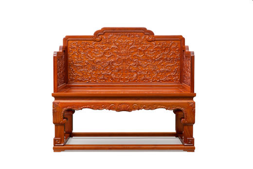 红桥红  家具严选  缅甸花梨（大果紫檀）【128乾隆款 西番莲纹 宝座】 商品图1