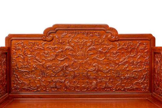 红桥红  家具严选  缅甸花梨（大果紫檀）【128乾隆款 西番莲纹 宝座】 商品图2