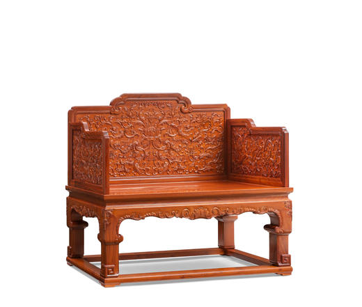 红桥红  家具严选  缅甸花梨（大果紫檀）【128乾隆款 西番莲纹 宝座】 商品图4