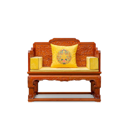 红桥红  家具严选  缅甸花梨（大果紫檀）【128乾隆款 西番莲纹 宝座】 商品图0