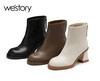 westory粗高跟时装短靴真皮拉链显瘦增高靴子22年秋冬新款女82281 商品缩略图1